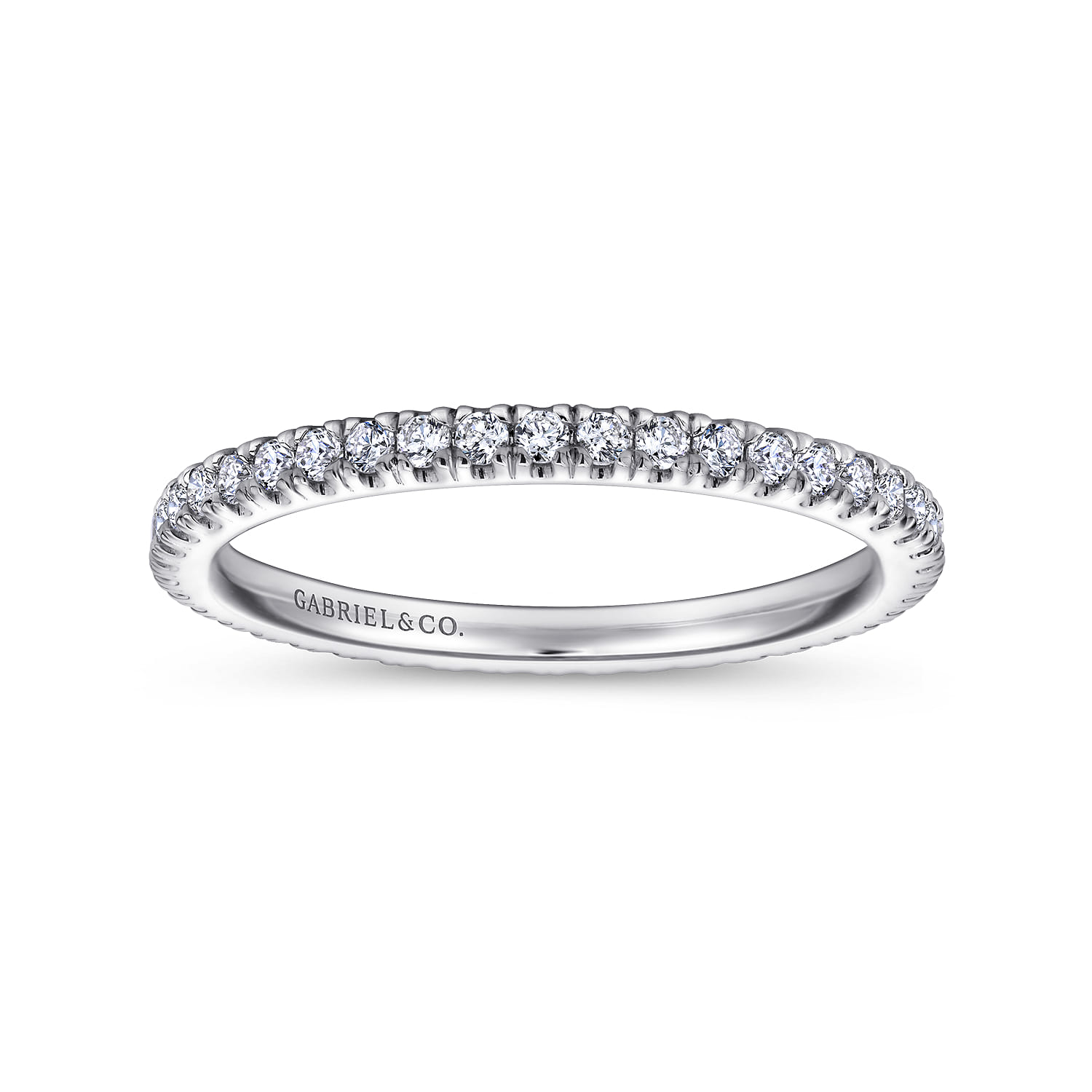 Eternity Band Wedding Ring in 14k White Gold with Round Natural Diamond at Gabriel & Co. - Shot 4