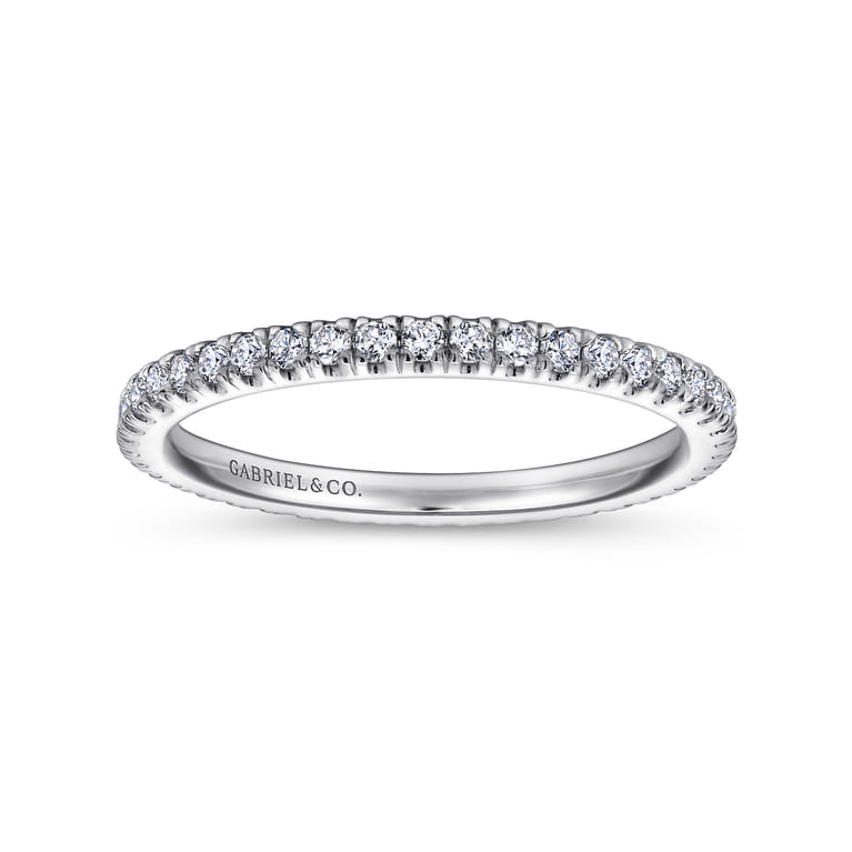 Eternity Band Wedding Ring in 14k White Gold with Round Natural Diamond at Gabriel & Co. - Shot 4