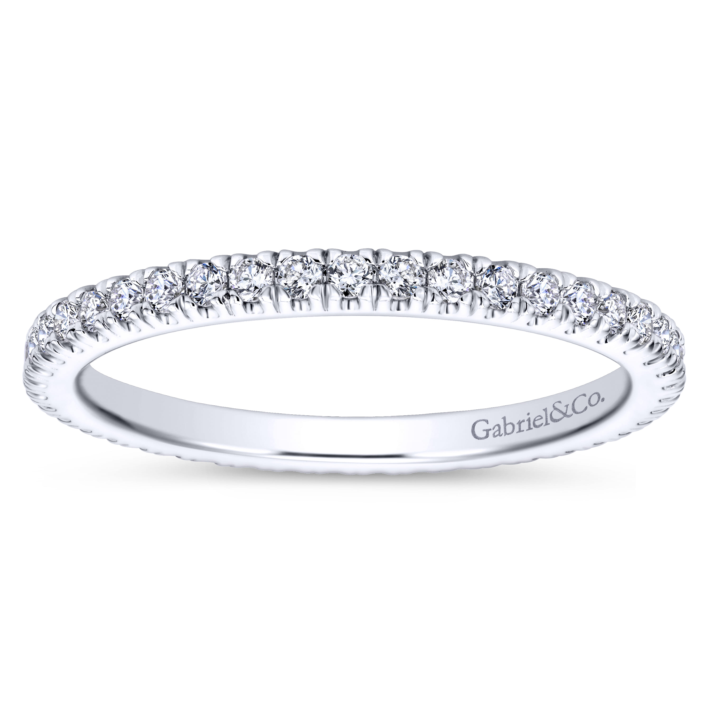 Eternity Band Wedding Ring in 14k White Gold with Round Natural Diamond at Gabriel & Co. - Shot 5