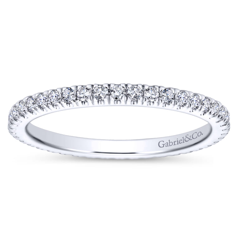 Eternity Band Wedding Ring in 14k White Gold with Round Natural Diamond at Gabriel & Co. - Shot 5