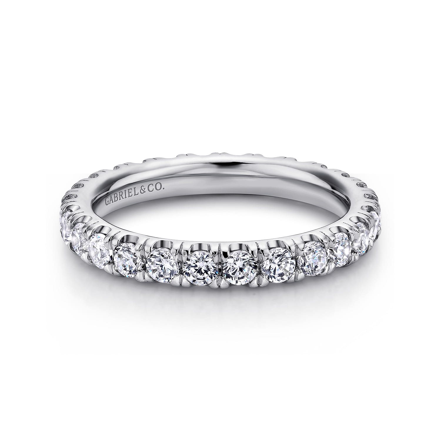 Eternity Band Wedding Ring in 14k White Gold with Round Natural Diamond at Gabriel & Co. - Shot 1