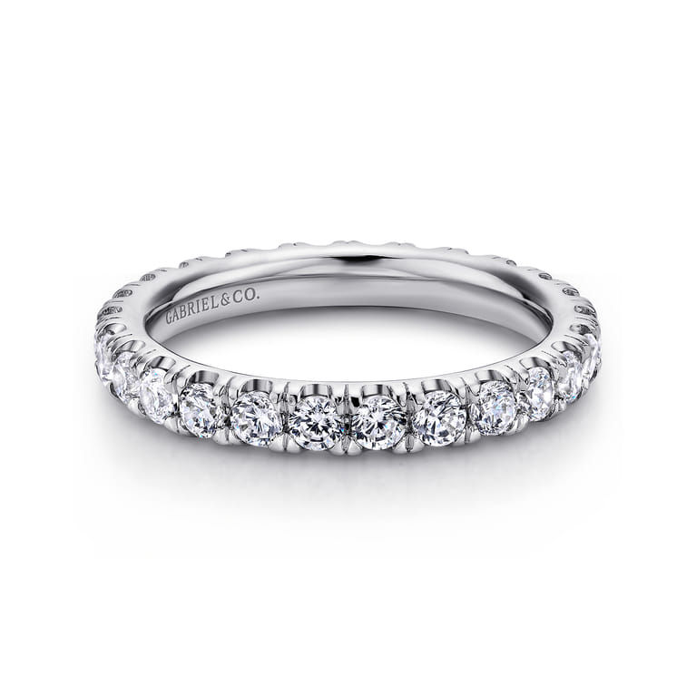 Eternity Band Wedding Ring in 14k White Gold with Round Natural Diamond at Gabriel & Co. - Shot 1