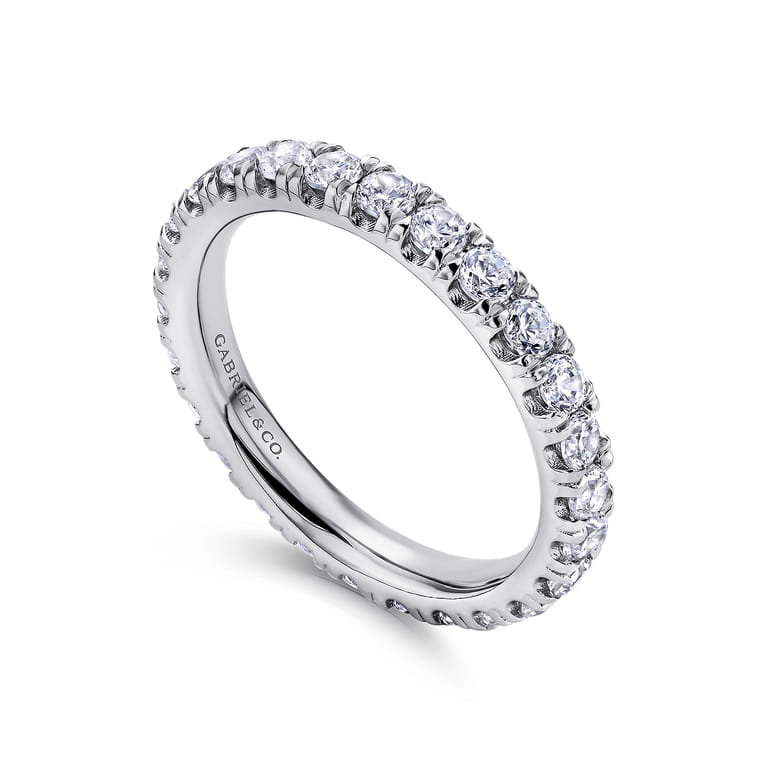 Eternity Band Wedding Ring in 14k White Gold with Round Natural Diamond at Gabriel & Co. - Shot 3