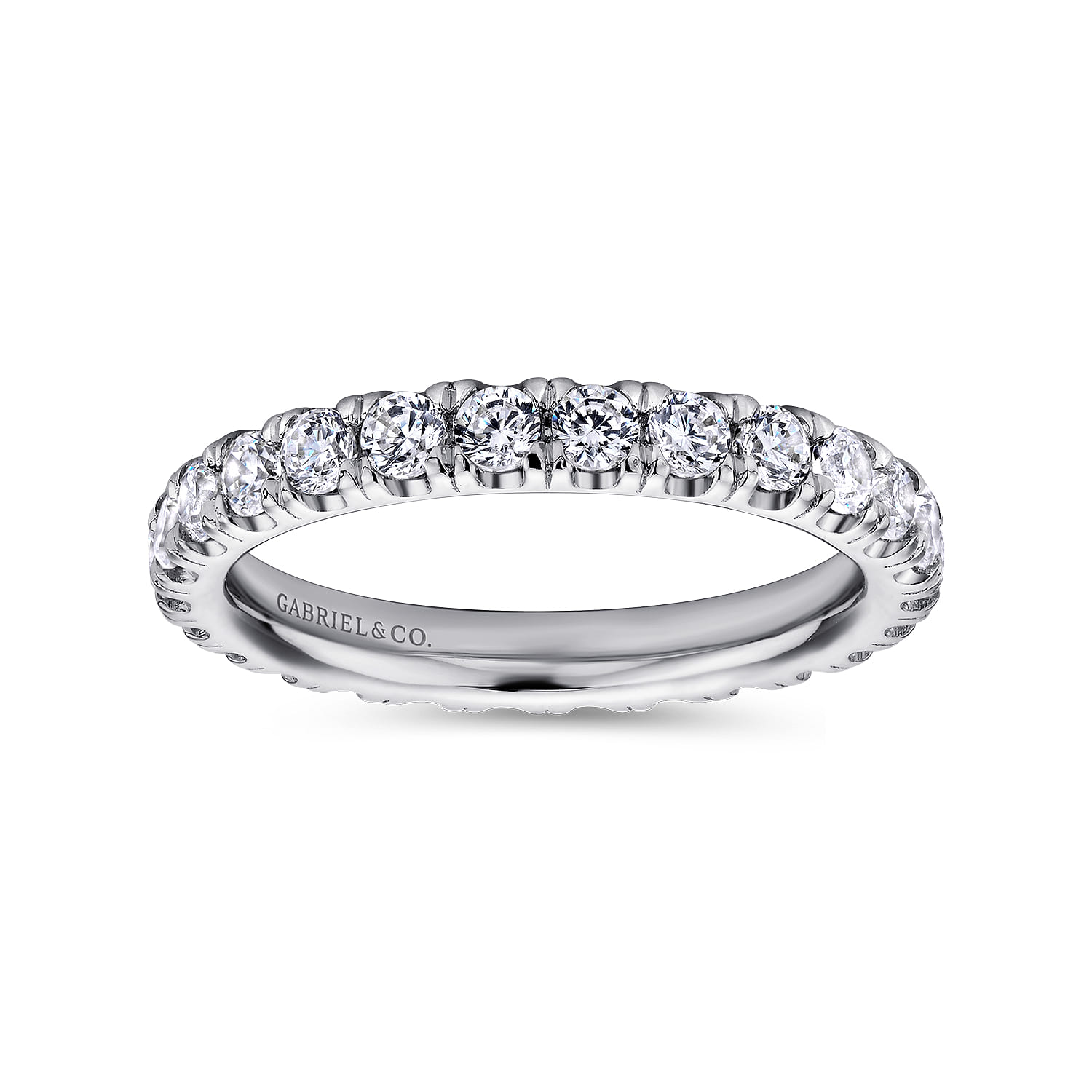 Eternity Band Wedding Ring in 14k White Gold with Round Natural Diamond at Gabriel & Co. - Shot 4