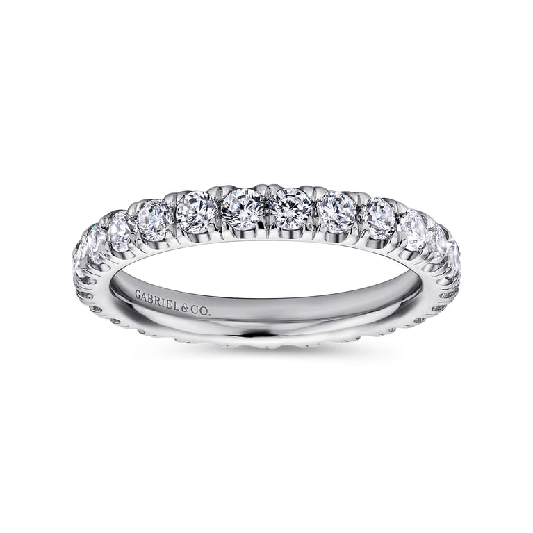 Eternity Band Wedding Ring in 14k White Gold with Round Natural Diamond at Gabriel & Co. - Shot 4