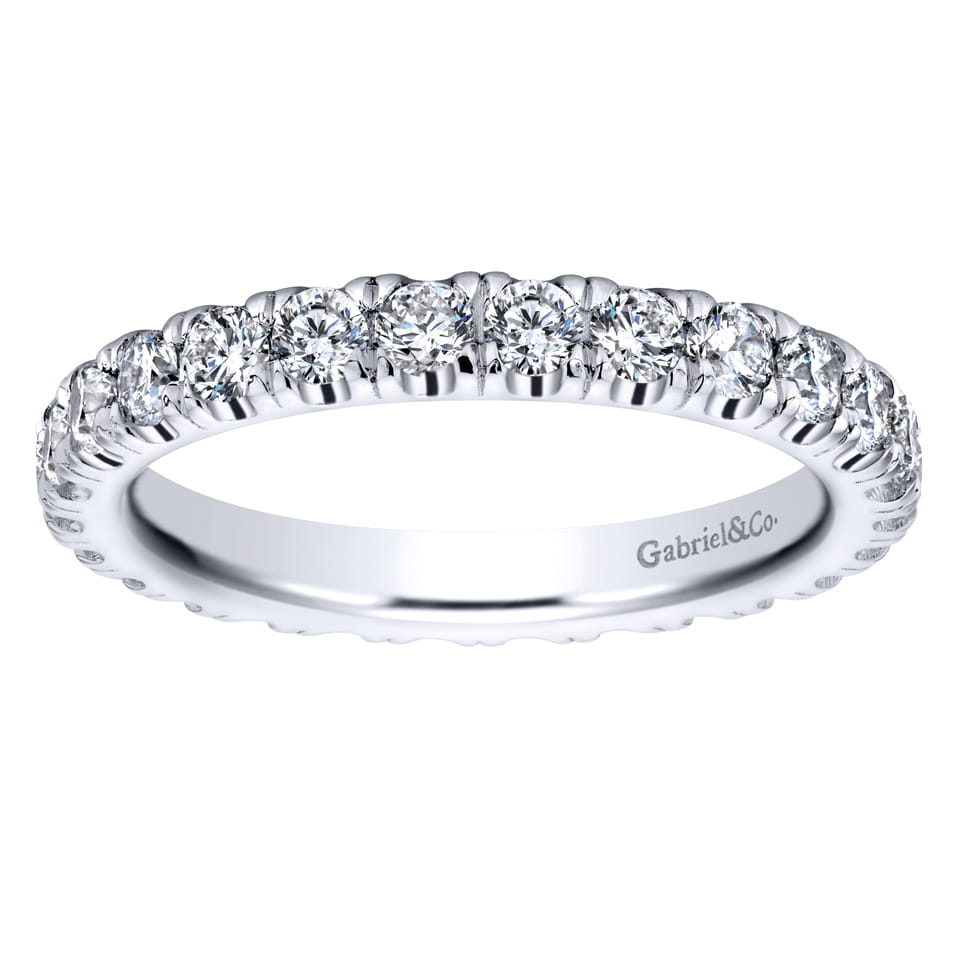 Eternity Band Wedding Ring in 14k White Gold with Round Natural Diamond at Gabriel & Co. - Shot 5