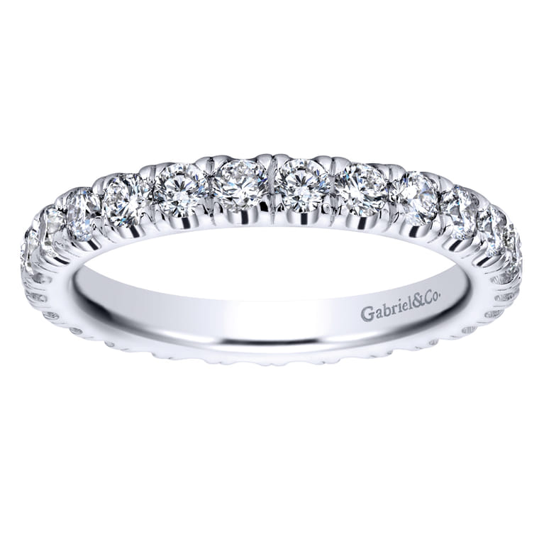 Eternity Band Wedding Ring in 14k White Gold with Round Natural Diamond at Gabriel & Co. - Shot 5