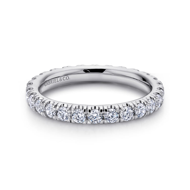 Eternity Band Wedding Ring in 14k White Gold with Round Natural Diamond at Gabriel & Co. - Shot 1