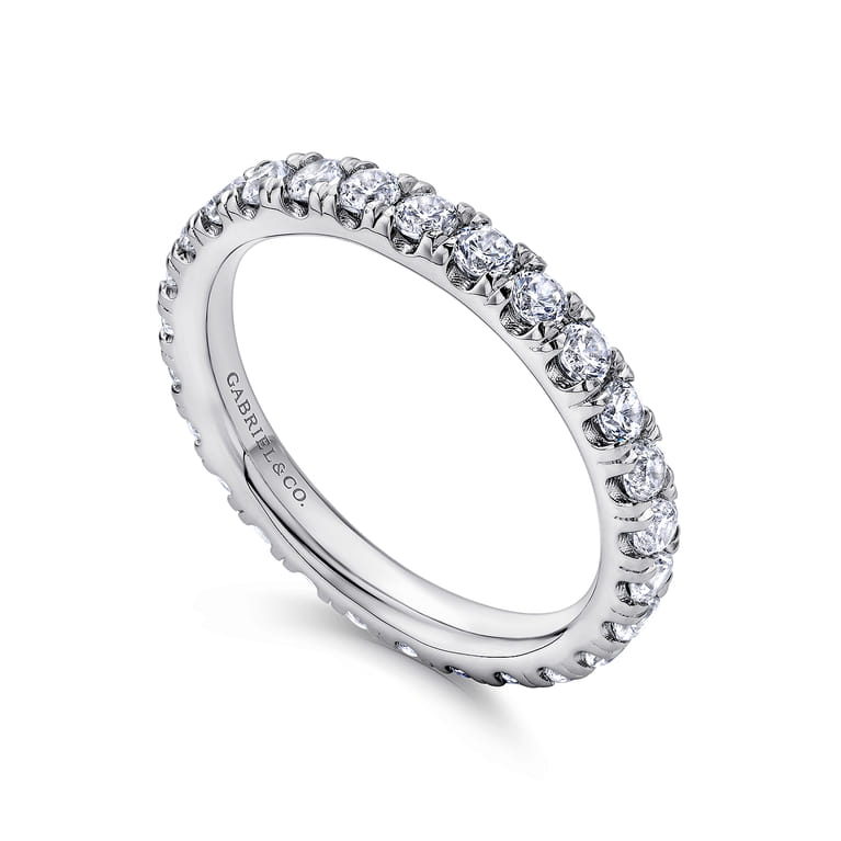 Eternity Band Wedding Ring in 14k White Gold with Round Natural Diamond at Gabriel & Co. - Shot 3