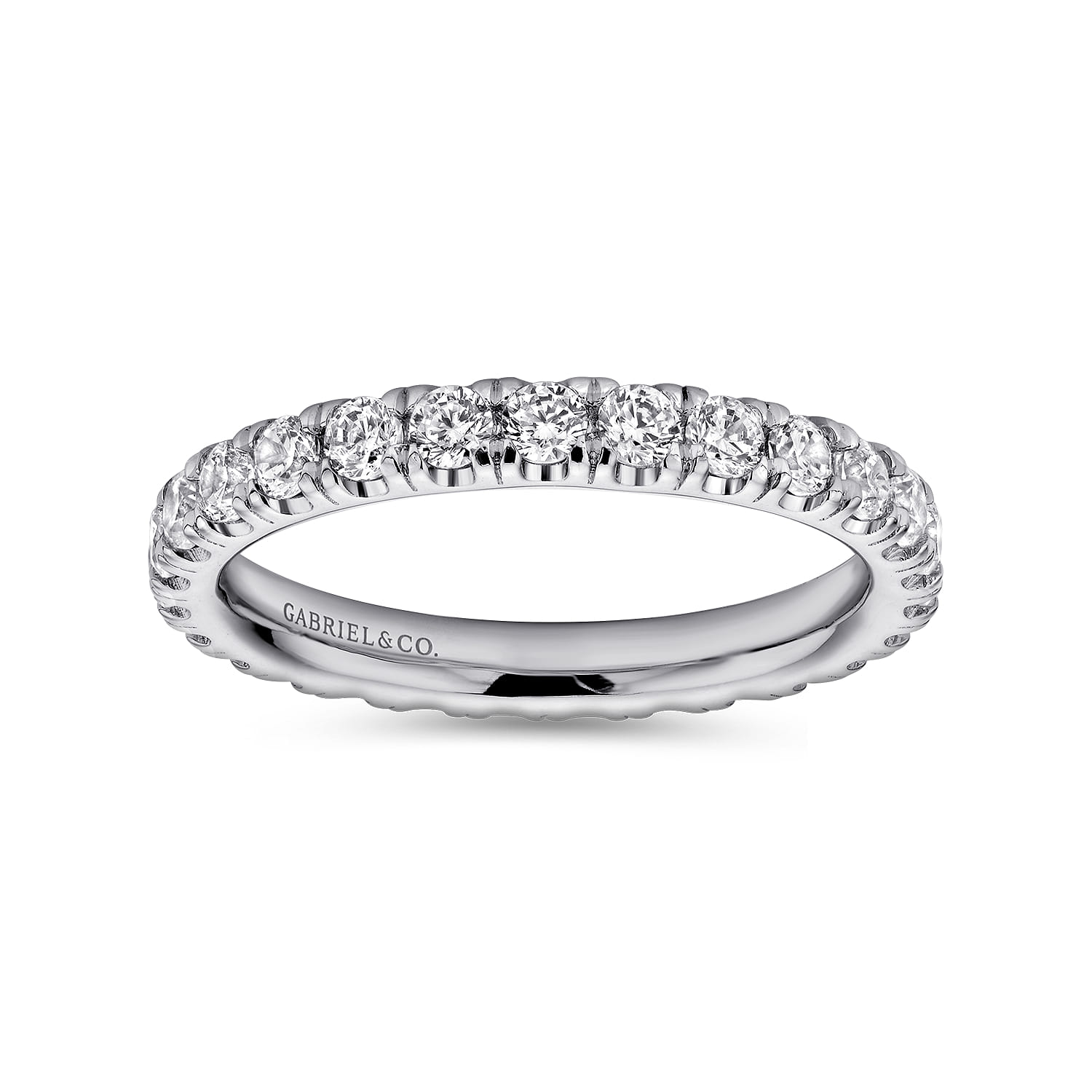 Eternity Band Wedding Ring in 14k White Gold with Round Natural Diamond at Gabriel & Co. - Shot 4