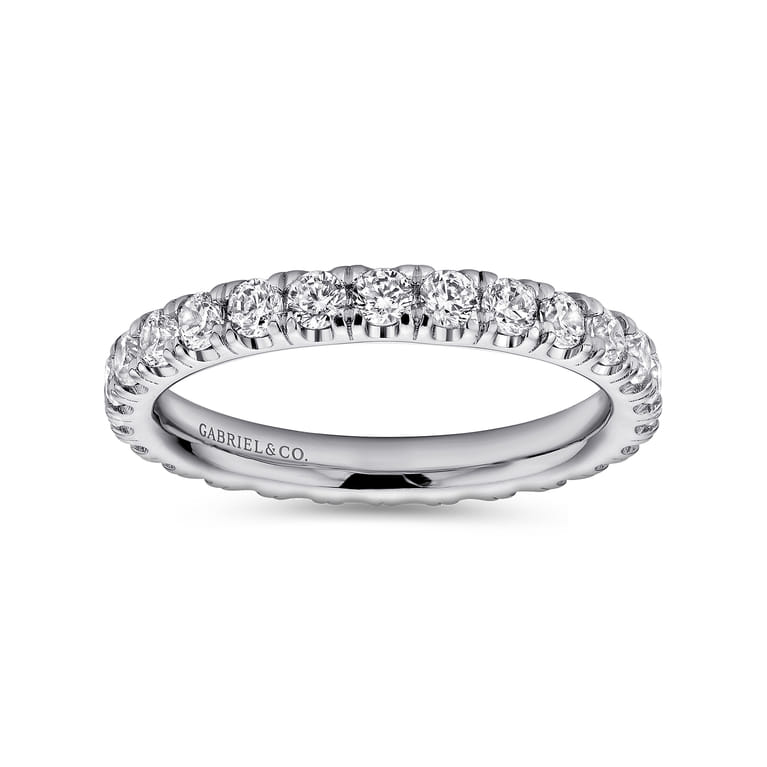 Eternity Band Wedding Ring in 14k White Gold with Round Natural Diamond at Gabriel & Co. - Shot 4