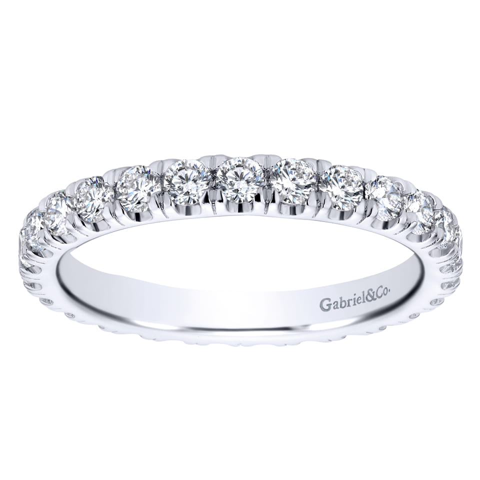 Eternity Band Wedding Ring in 14k White Gold with Round Natural Diamond at Gabriel & Co. - Shot 5