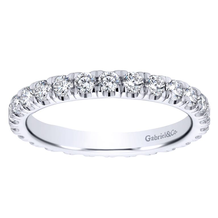 Eternity Band Wedding Ring in 14k White Gold with Round Natural Diamond at Gabriel & Co. - Shot 5