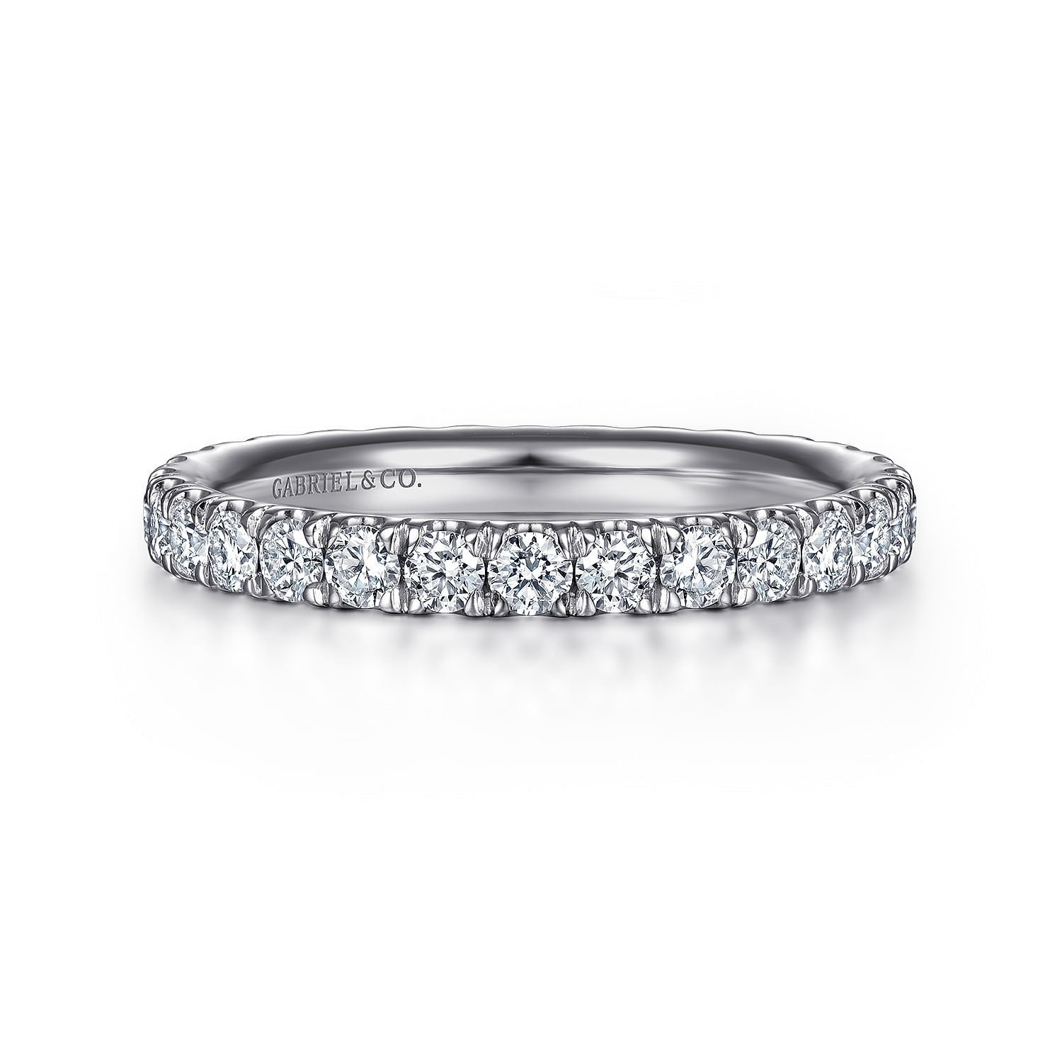 Avignon - 14K White Gold French Pave Set Diamond Eternity Band