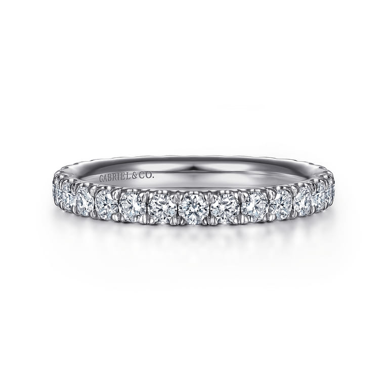 Eternity Band Wedding Ring in 14k White Gold with Round Natural Diamond at Gabriel & Co. - Shot 1