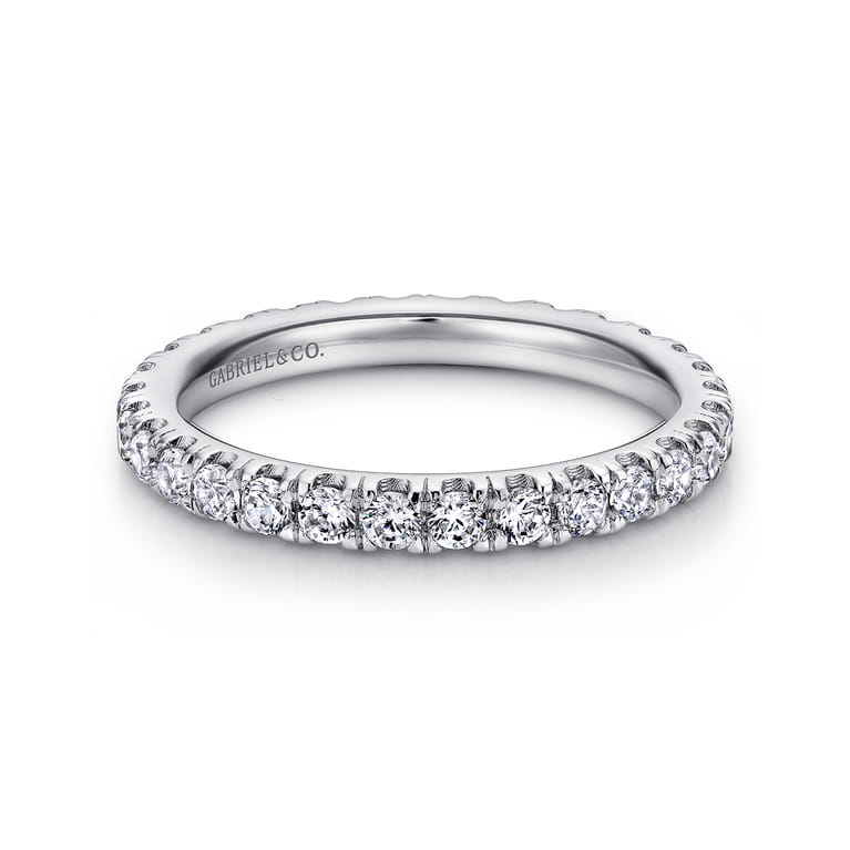 Eternity Band Wedding Ring in 14k White Gold with Round Natural Diamond at Gabriel & Co. - Shot 1