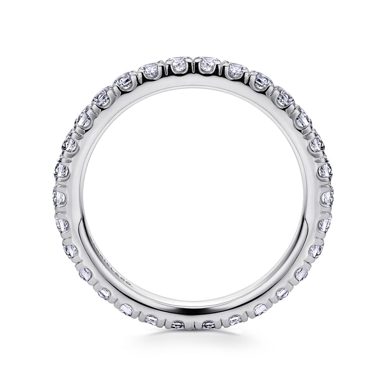 Eternity Band Wedding Ring in 14k White Gold with Round Natural Diamond at Gabriel & Co. - Shot 2