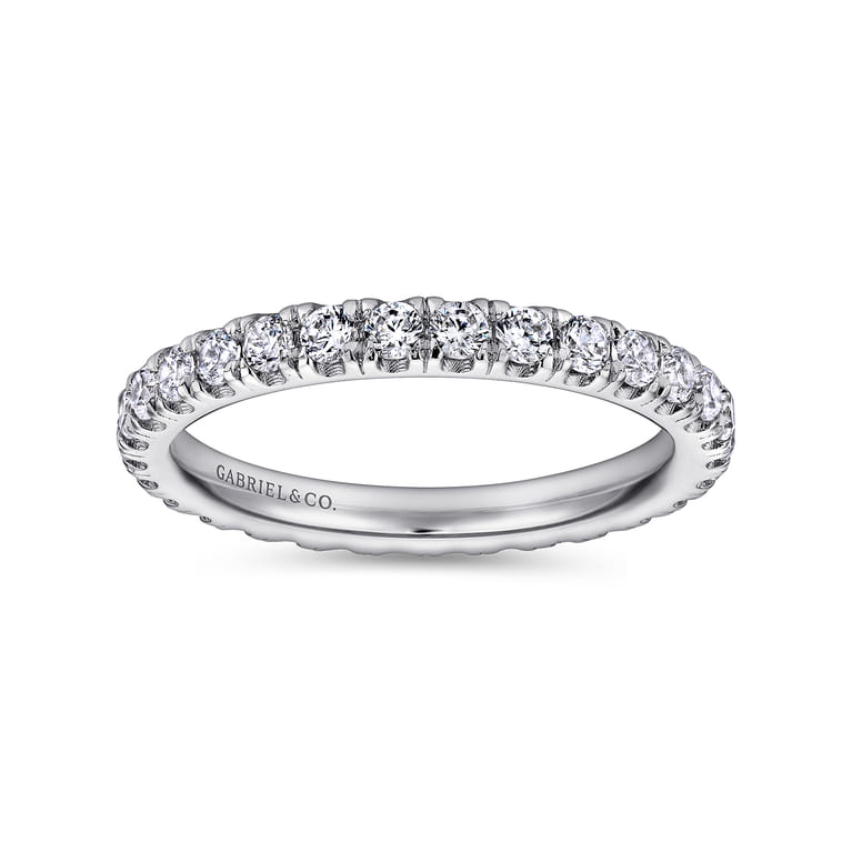 Eternity Band Wedding Ring in 14k White Gold with Round Natural Diamond at Gabriel & Co. - Shot 4