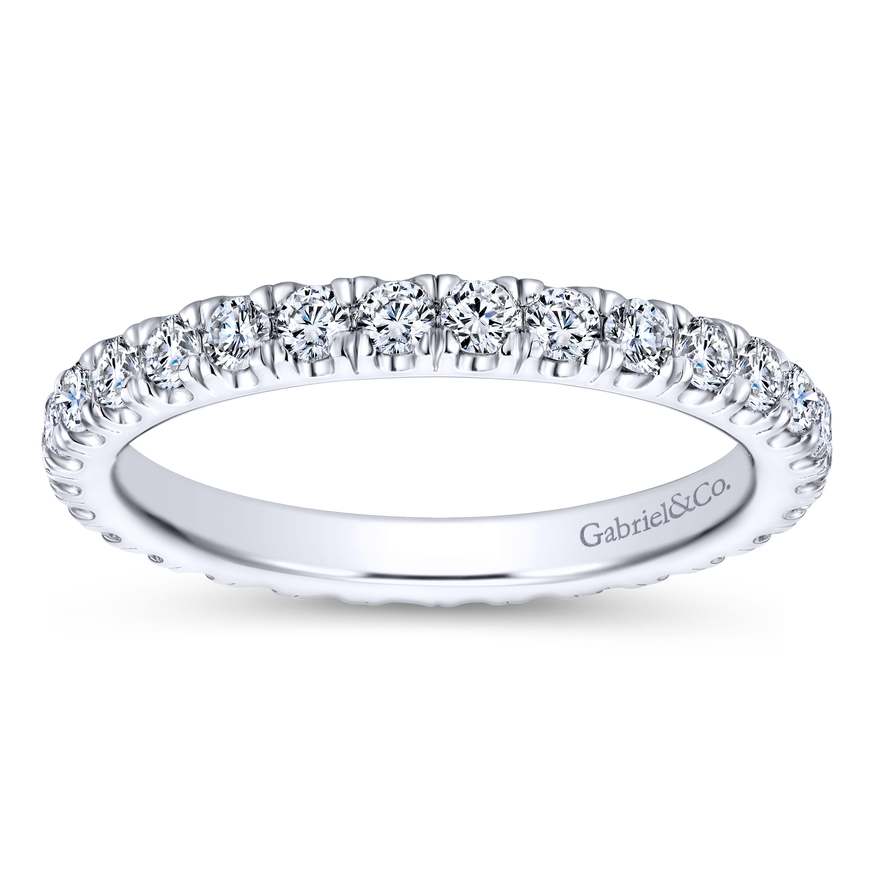 Eternity Band Wedding Ring in 14k White Gold with Round Natural Diamond at Gabriel & Co. - Shot 5