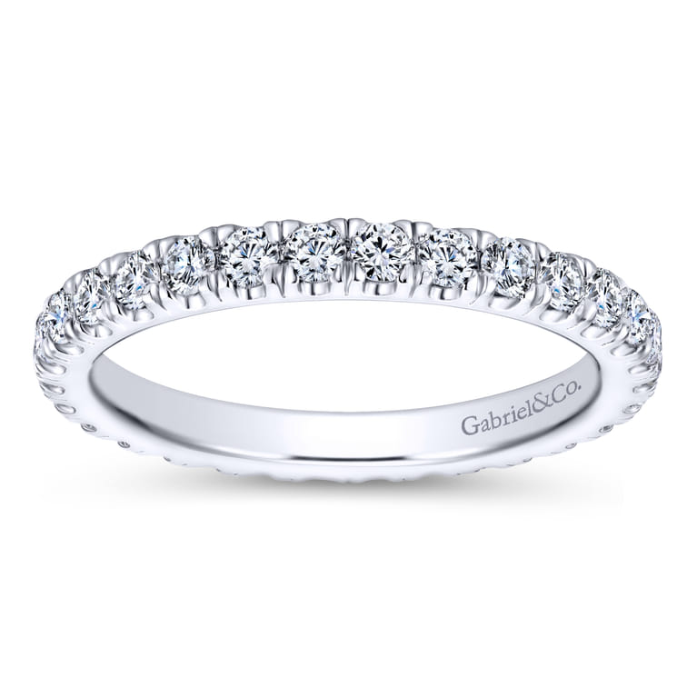 Eternity Band Wedding Ring in 14k White Gold with Round Natural Diamond at Gabriel & Co. - Shot 5