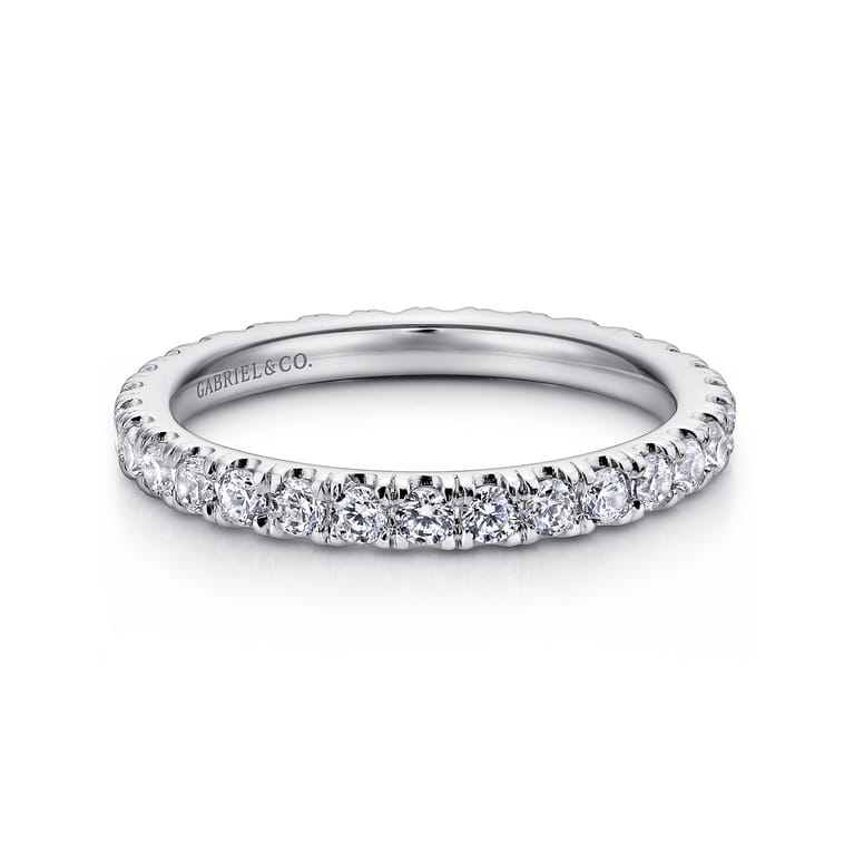 Eternity Band Wedding Ring in 14k White Gold with Round Natural Diamond at Gabriel & Co. - Shot 1