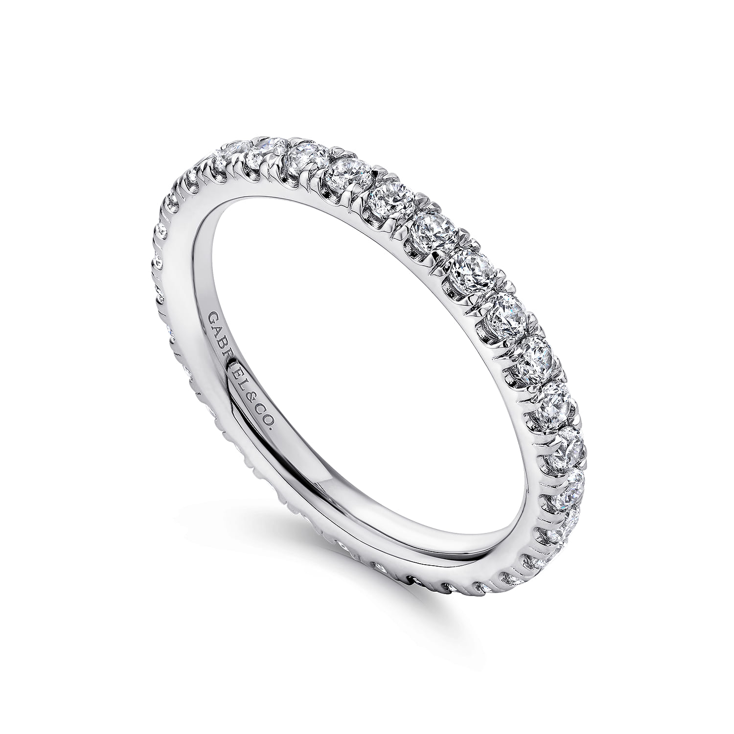 Eternity Band Wedding Ring in 14k White Gold with Round Natural Diamond at Gabriel & Co. - Shot 3