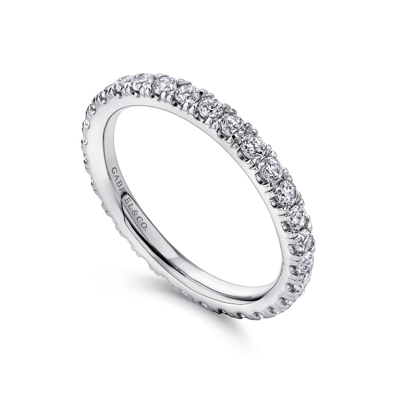 Eternity Band Wedding Ring in 14k White Gold with Round Natural Diamond at Gabriel & Co. - Shot 3
