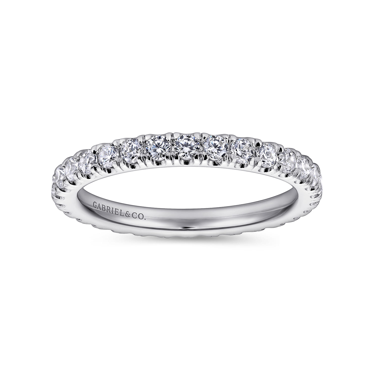 Eternity Band Wedding Ring in 14k White Gold with Round Natural Diamond at Gabriel & Co. - Shot 4