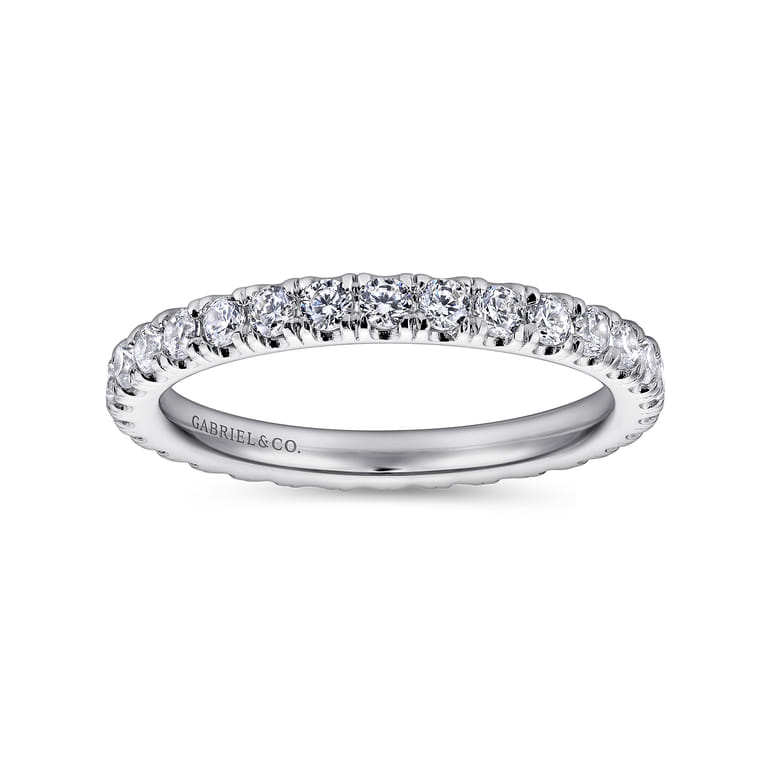 Eternity Band Wedding Ring in 14k White Gold with Round Natural Diamond at Gabriel & Co. - Shot 4