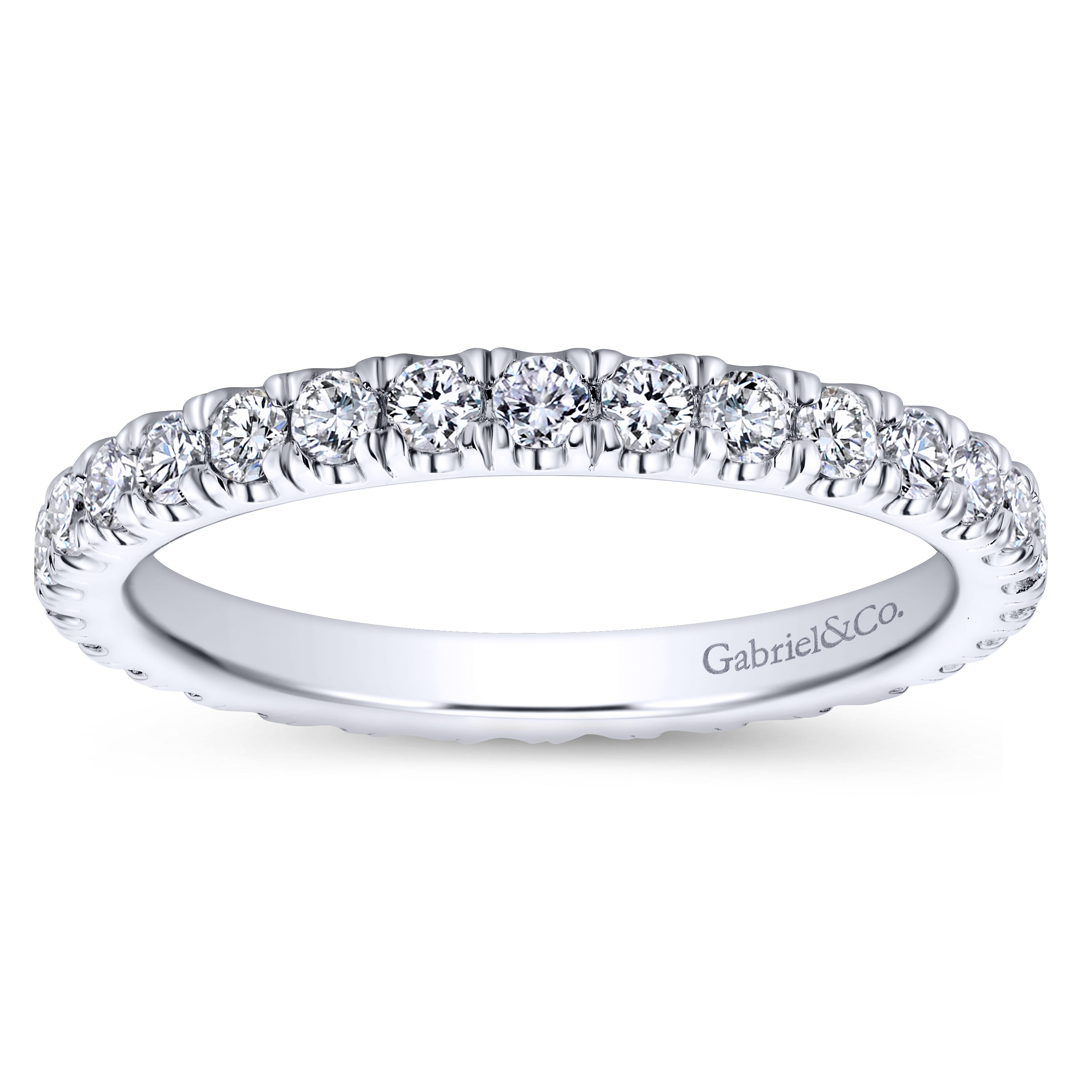 Eternity Band Wedding Ring in 14k White Gold with Round Natural Diamond at Gabriel & Co. - Shot 5
