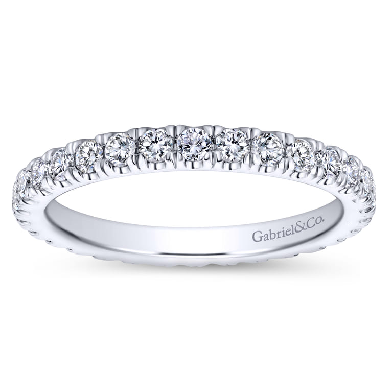 Eternity Band Wedding Ring in 14k White Gold with Round Natural Diamond at Gabriel & Co. - Shot 5