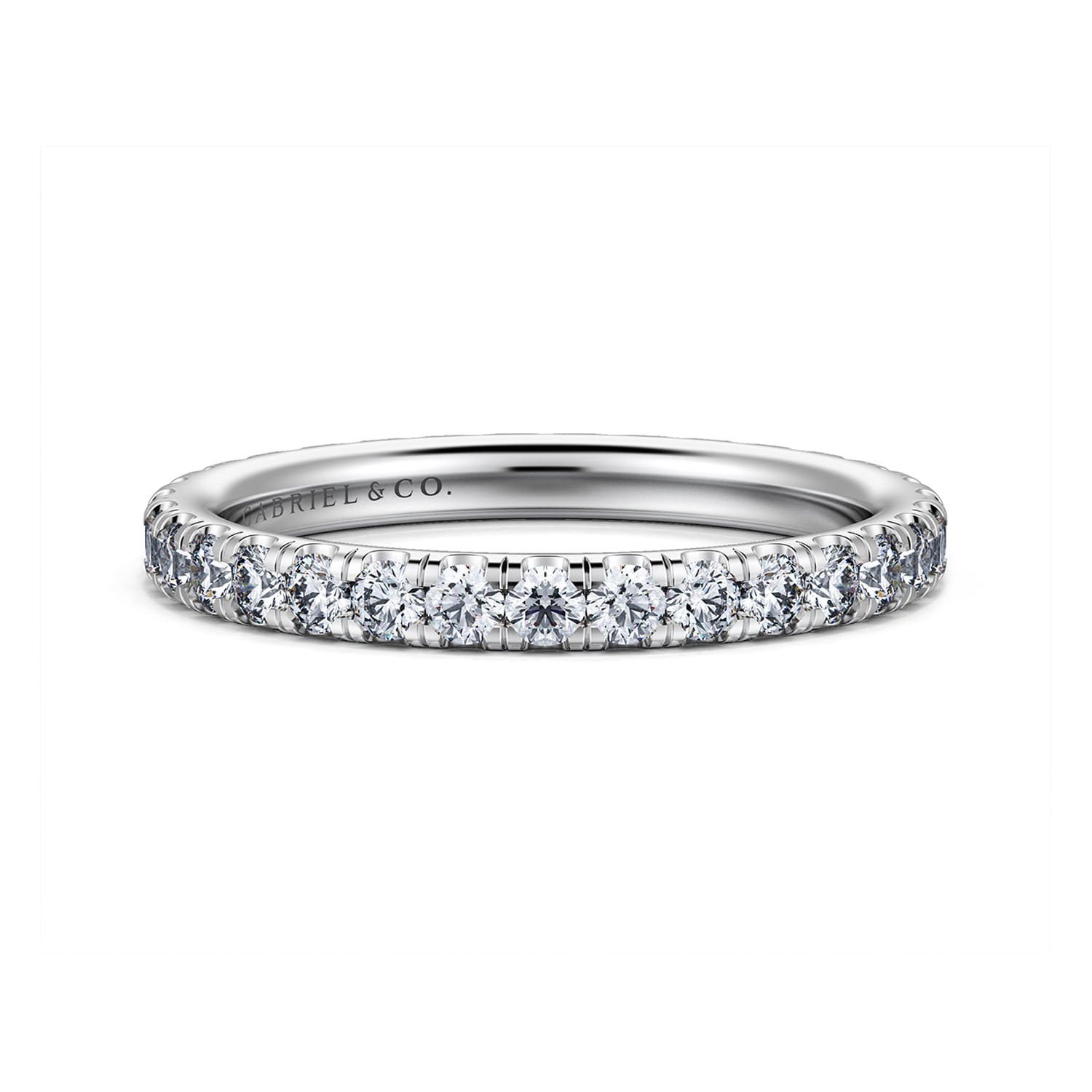Eternity Band Wedding Ring in 14k White Gold with Round Natural Diamond at Gabriel & Co. - Shot 1