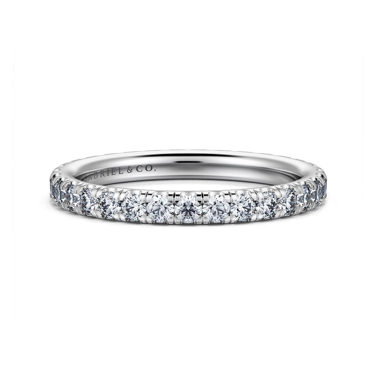 Eternity Band Wedding Ring in 14k White Gold with Round Natural Diamond at Gabriel & Co. - Shot 1