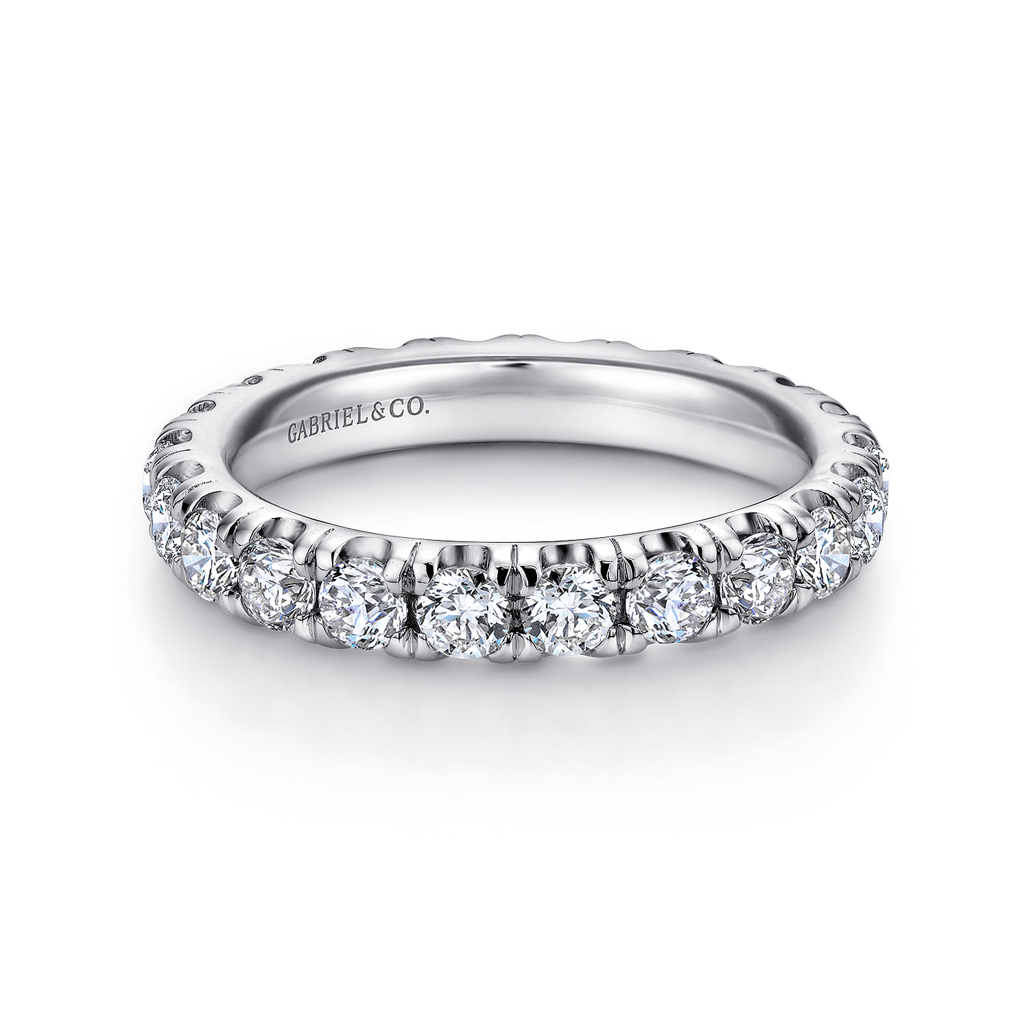 Eternity Band Wedding Ring in 14k White Gold with Round Natural Diamond at Gabriel & Co. - Shot 1