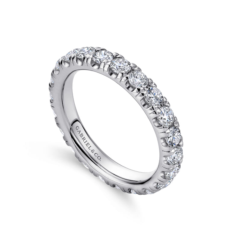 Eternity Band Wedding Ring in 14k White Gold with Round Natural Diamond at Gabriel & Co. - Shot 3