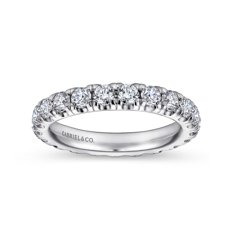 Eternity Band Wedding Ring in 14k White Gold with Round Natural Diamond at Gabriel & Co. - Shot 4
