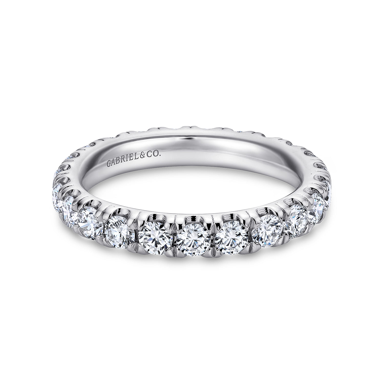 Eternity Band Wedding Ring in 14k White Gold with Round Natural Diamond at Gabriel & Co. - Shot 1