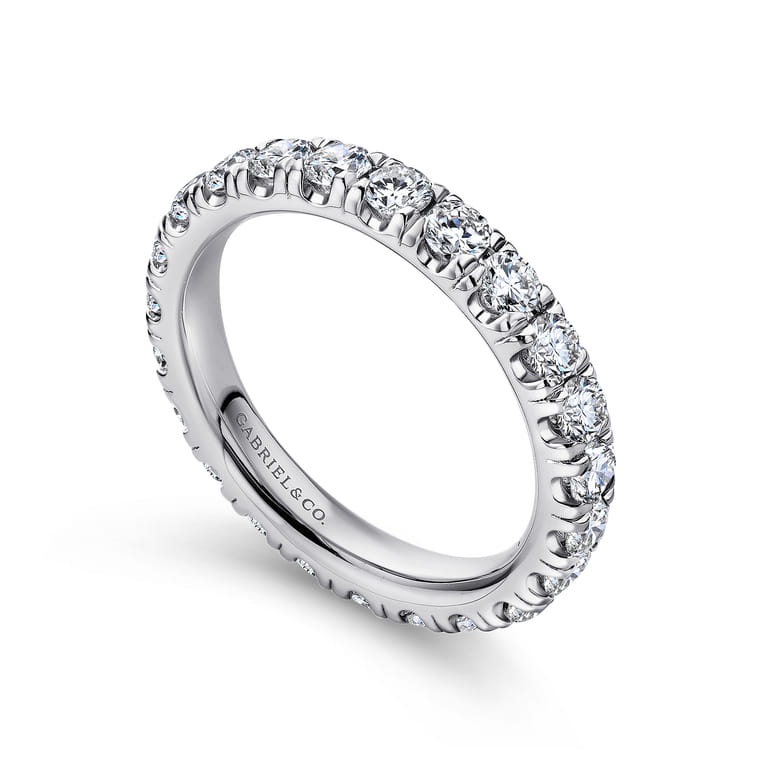 Eternity Band Wedding Ring in 14k White Gold with Round Natural Diamond at Gabriel & Co. - Shot 3