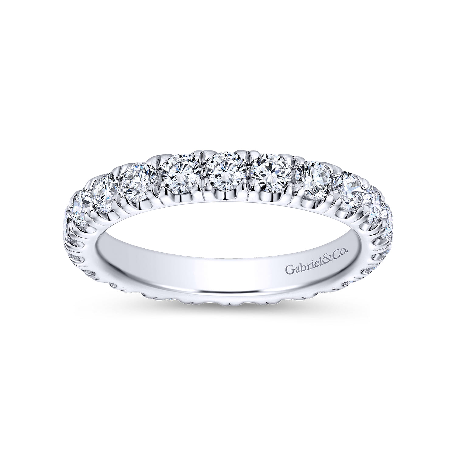 Eternity Band Wedding Ring in 14k White Gold with Round Natural Diamond at Gabriel & Co. - Shot 4