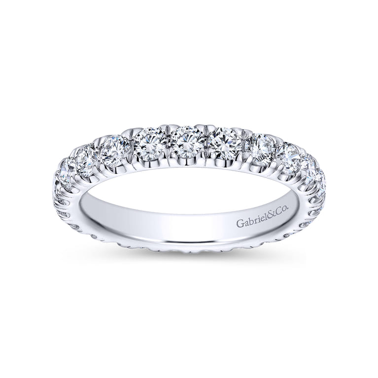 Eternity Band Wedding Ring in 14k White Gold with Round Natural Diamond at Gabriel & Co. - Shot 4