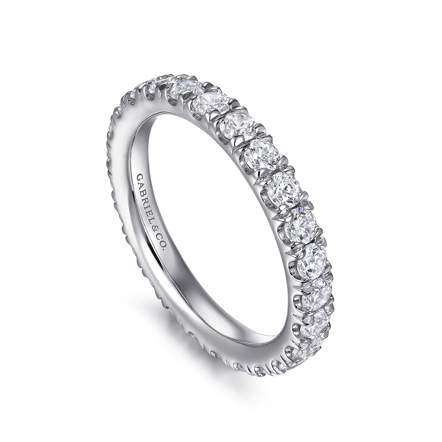 Eternity Band Wedding Ring in 14k White Gold with Round Natural Diamond at Gabriel & Co. - Shot 3
