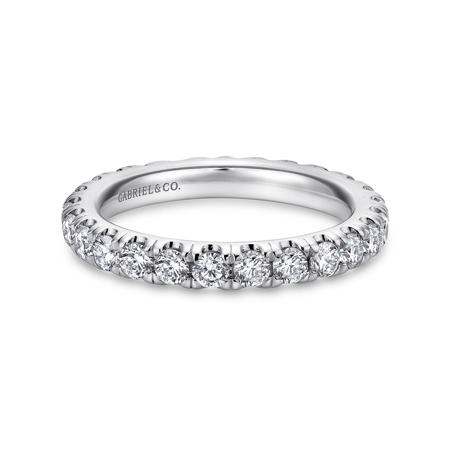 Eternity Band Wedding Ring in 14k White Gold with Round Natural Diamond at Gabriel & Co. - Shot 1