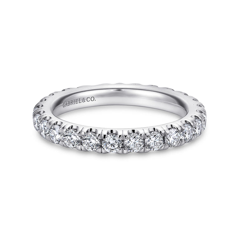 Eternity Band Wedding Ring in 14k White Gold with Round Natural Diamond at Gabriel & Co. - Shot 1