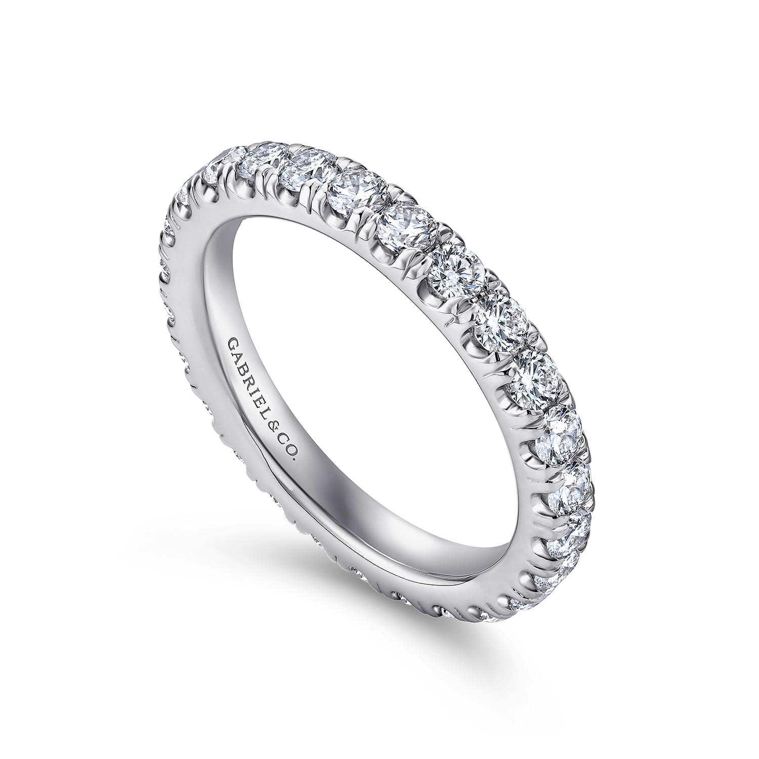 Eternity Band Wedding Ring in 14k White Gold with Round Natural Diamond at Gabriel & Co. - Shot 3
