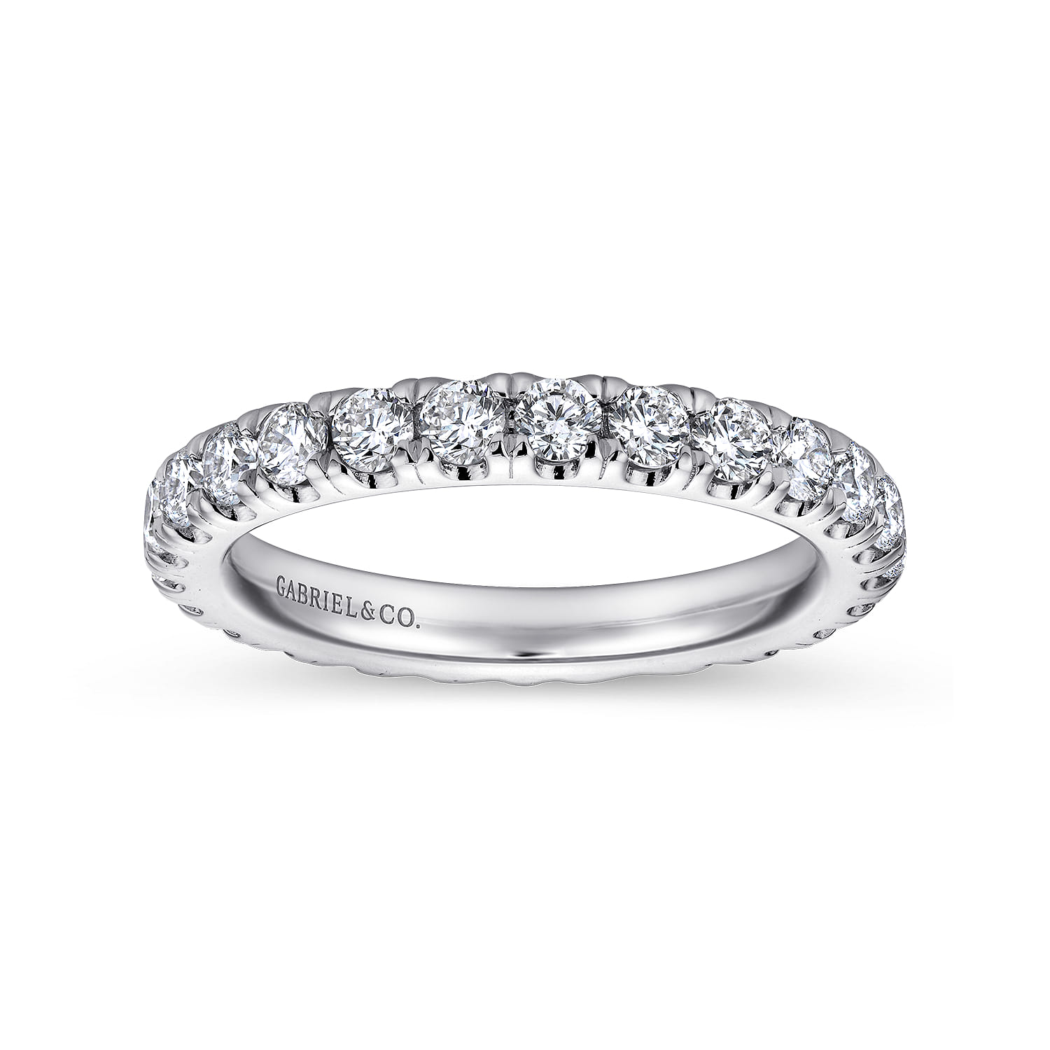 Eternity Band Wedding Ring in 14k White Gold with Round Natural Diamond at Gabriel & Co. - Shot 4
