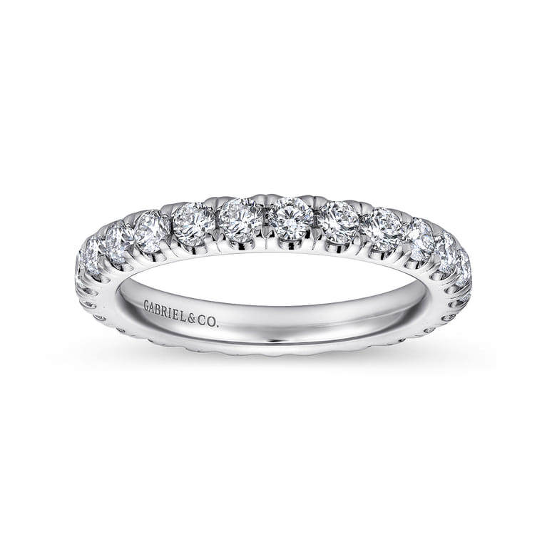 Eternity Band Wedding Ring in 14k White Gold with Round Natural Diamond at Gabriel & Co. - Shot 4