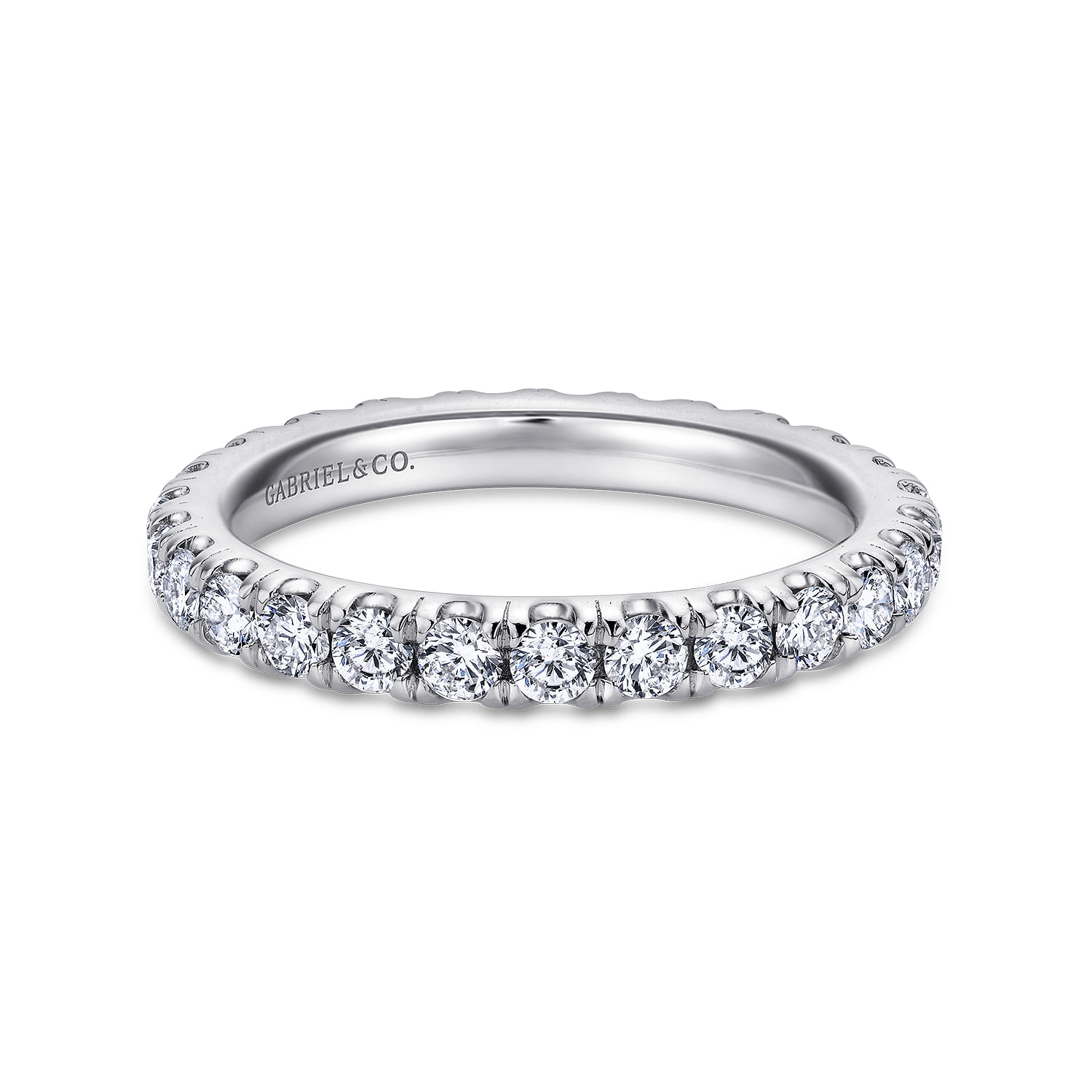 Eternity Band Wedding Ring in 14k White Gold with Round Natural Diamond at Gabriel & Co. - Shot 1