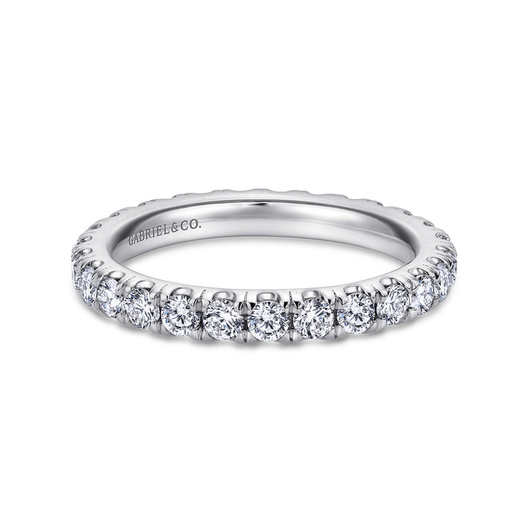 Eternity Band Wedding Ring in 14k White Gold with Round Natural Diamond at Gabriel & Co. - Shot 1