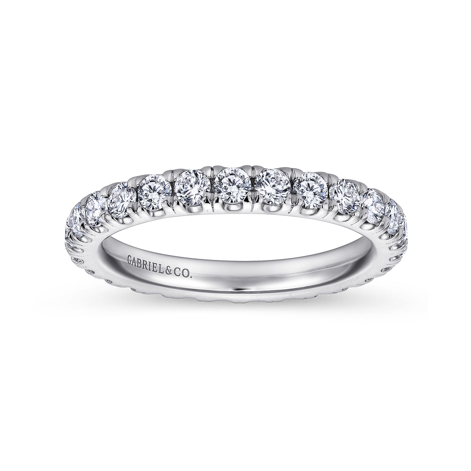 Eternity Band Wedding Ring in 14k White Gold with Round Natural Diamond at Gabriel & Co. - Shot 4