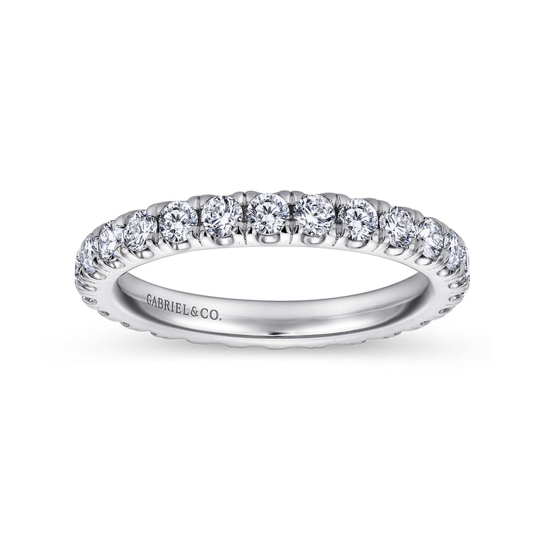 Eternity Band Wedding Ring in 14k White Gold with Round Natural Diamond at Gabriel & Co. - Shot 4